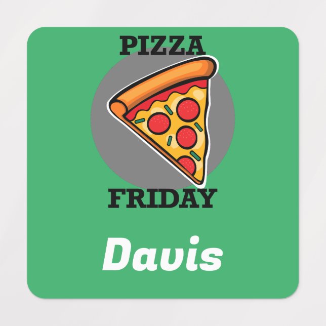 Pizza Fredag Design - Litet fyrkantsbeklädnadsetik Klistermärke (Design 1)