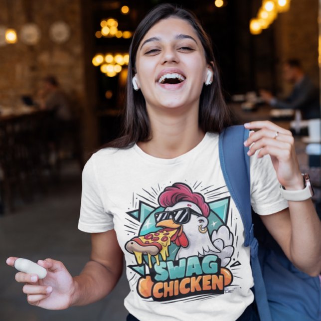Pizza-Fueled Chicken med Coola Shades T Shirt (Skapare uppladdad)