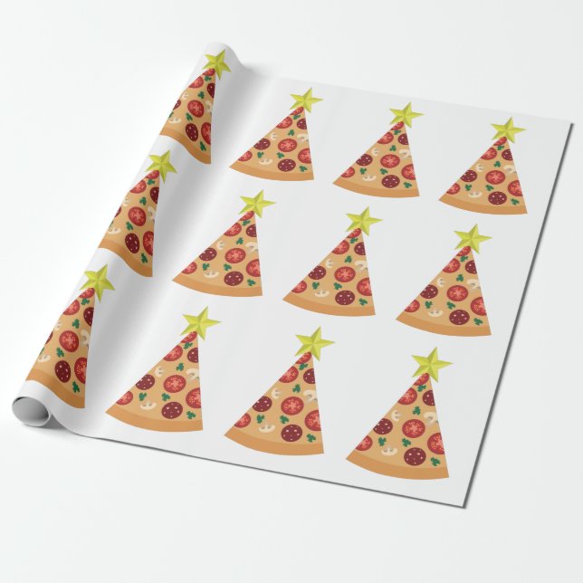 pizza ful julgran roligt presentpapper (Utrullad)