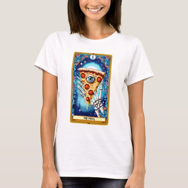 Pizza Funny Tarot Card T Shirt (Framsida)