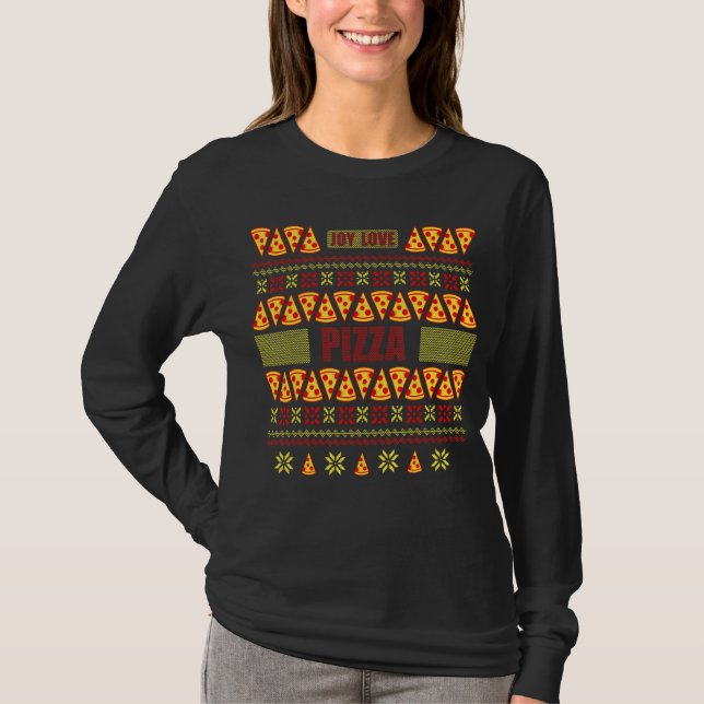 Pizza Funny Ugly Sweater Pizza Älskare jul T Shirt (Framsida)