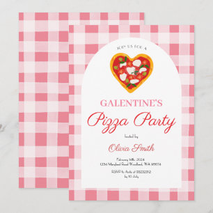 Pizza Galentine's Day-fest Alla hjärtans dag Inbjudningar