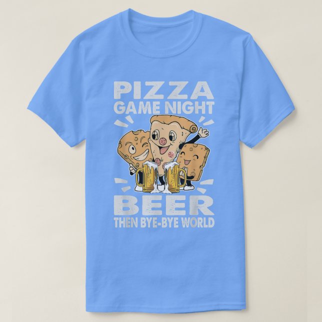 Pizza Game Night Vin, hej då World T Shirt (Design framsida)