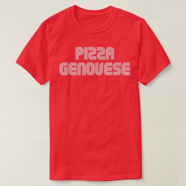 Pizza Genovese Food Älskare Retro 70s 80-tal T Shirt (Design framsida)