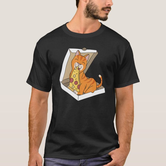 Pizza Ginger Katt Husdjur T Shirt (Framsida)