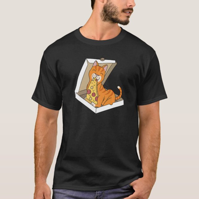 Pizza Ginger Katt Husdjur T Shirt (Framsida)