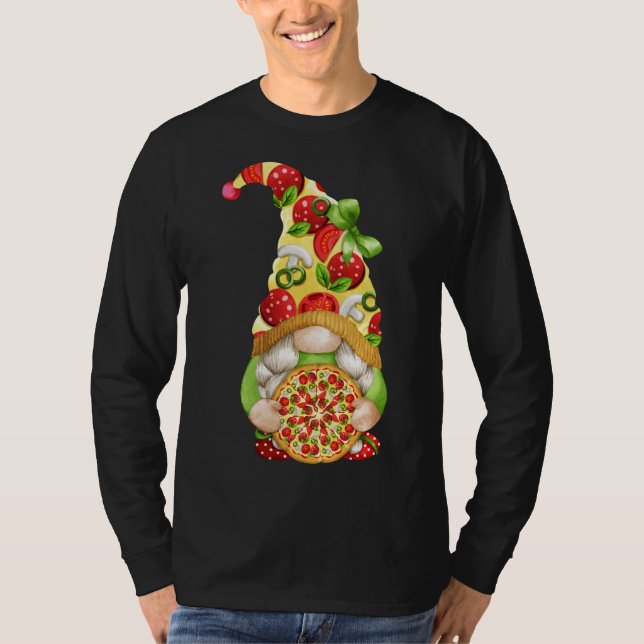 Pizza Gnome Cute Pizza Mönster Funny Gnomie T Shirt (Framsida)