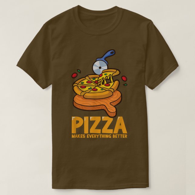 Pizza gör allt bättre i Pizza T Shirt (Design framsida)