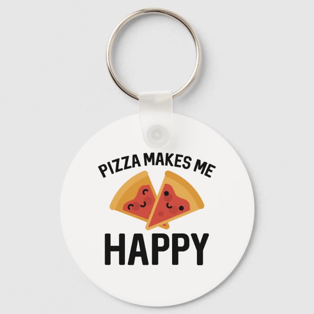 Pizza gör mig Lycklig Nyckelring (Framsida)