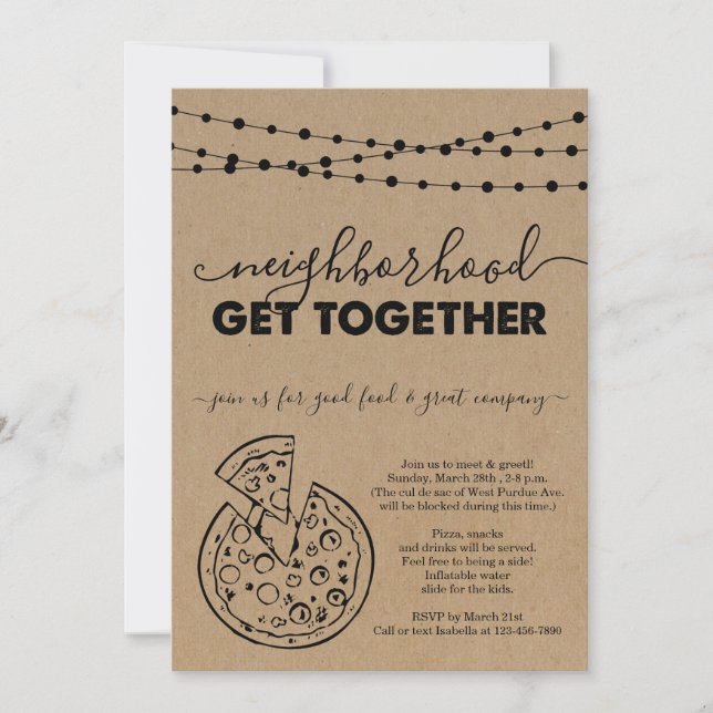 Pizza-grannskapet Samla in inbjudan (Framsida)