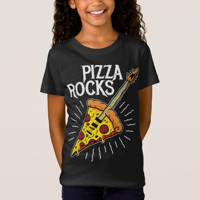 Pizza Guitar - Funny Pizza Sten T Shirt (Framsida)