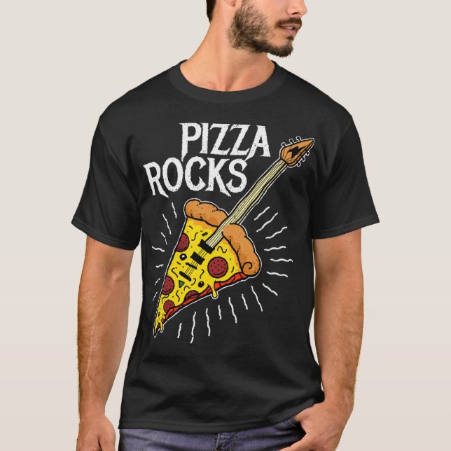 Pizza Guitar - Funny Pizza Sten T Shirt (Framsida)