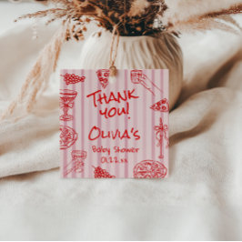 Pizza Hand plockade Red Lila Ciao Baby Shower Gåvor Etiketter