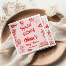 Pizza Hand plockade Red Speciell Delivery Baby Sho Pappersservett