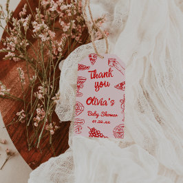 Pizza Hand plockade Red Speciell Delivery Baby Sho Presentetikett