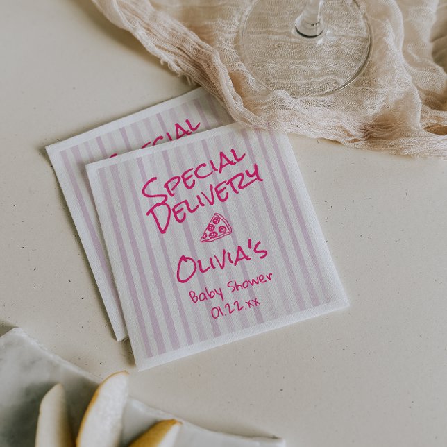 Pizza Hand plockade Rosa Speciell Delivery Baby Sh Pappersservett (Skapare uppladdad)