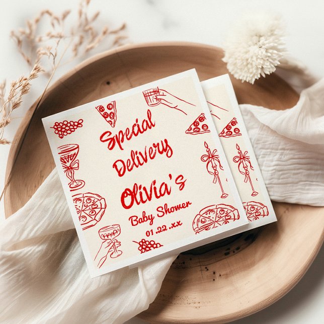 Pizza Hand plockade Speciell Delivery Baby Shower Pappersservett (Skapare uppladdad)