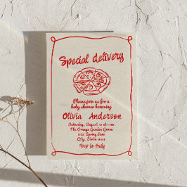 Pizza Hand plockade Speciell Delivery Roligt Baby  Inbjudningar
