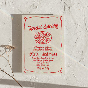 Pizza Hand plockade Speciell Delivery Roligt Baby  Inbjudningar