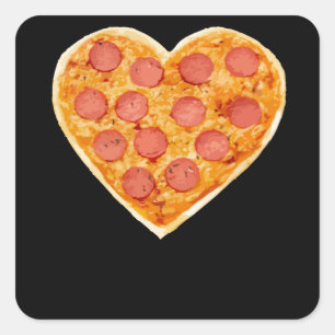 Pizza Heart Fyrkantigt Klistermärke