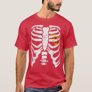 Pizza Heart in Xray Ribage Skeleton Costume Manar  T Shirt