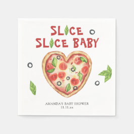 pizza hjärta akvarell baby shower pappersservett