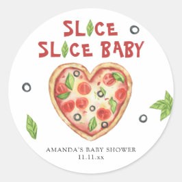 pizza hjärta akvarell baby shower runt klistermärke