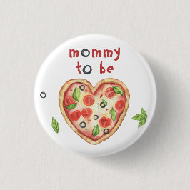 pizza hjärta baby shower - mamma på väg knapp