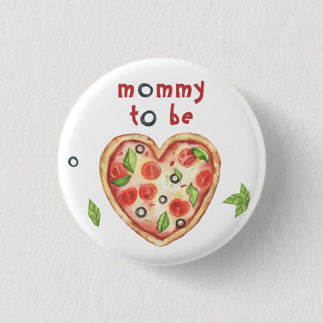 pizza hjärta baby shower - mamma på väg knapp (Framsida)