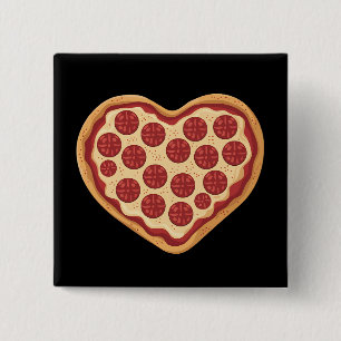 Pizza Hjärtformad Söt Alla Hjärtans Dag Knapp