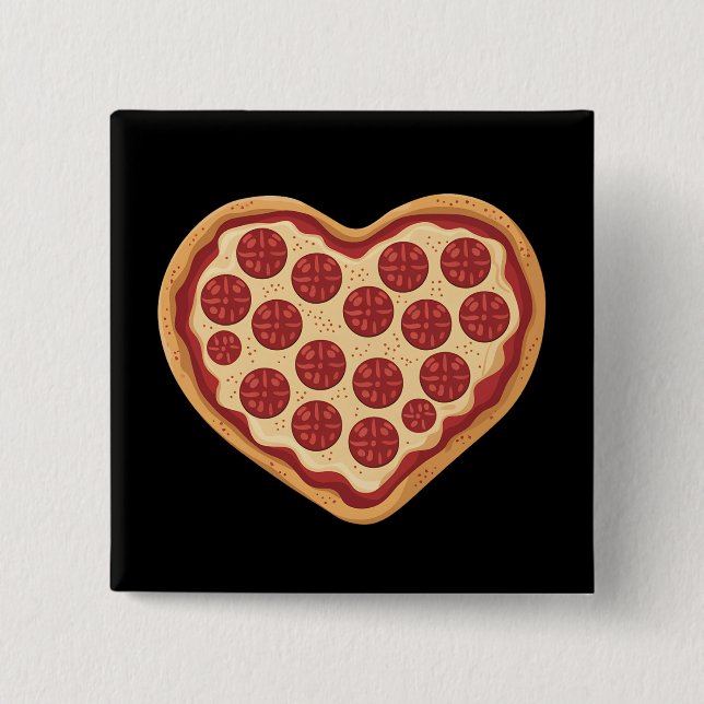 Pizza Hjärtformad Söt Alla Hjärtans Dag Knapp (Framsida)