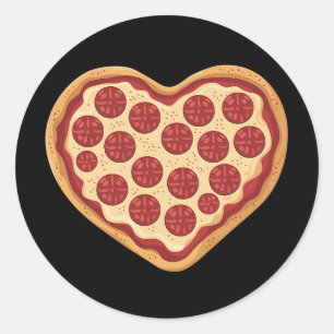 Pizza Hjärtformad Söt Alla Hjärtans Dag Runt Klistermärke