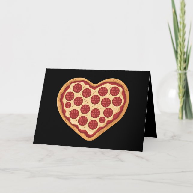 Pizza Hjärtformad Söt Alla Hjärtans Dag Tack Kort (Framsida)