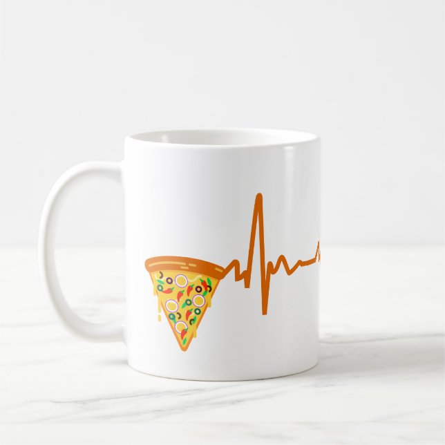 Pizza Hjärtslag Shirt | Funny Pizza Älskare Kaffemugg (Vänster)