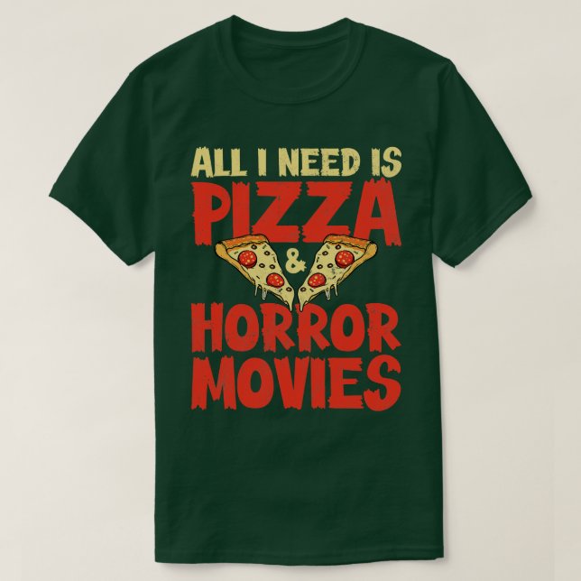 Pizza Horror Movies T Shirt (Design framsida)