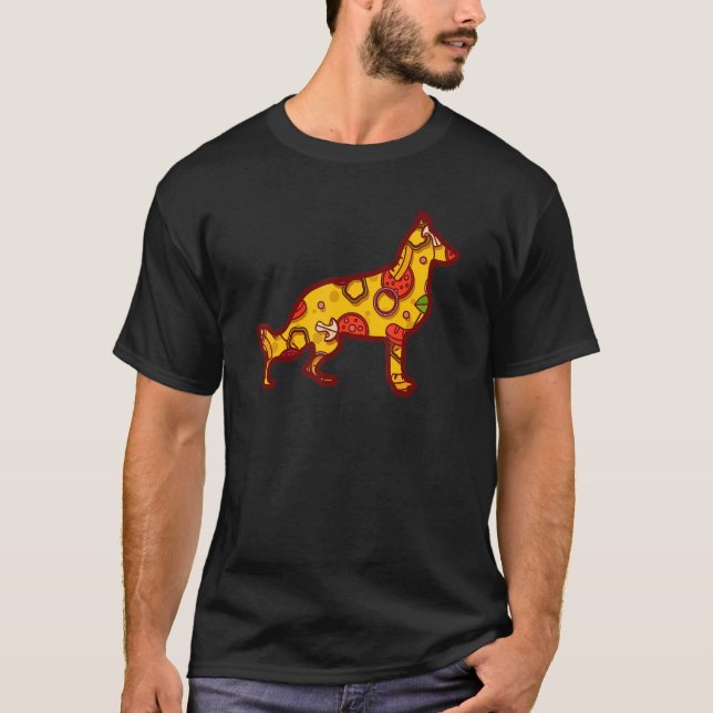 Pizza Hund Pizza German Shepherd Hund T Shirt (Framsida)