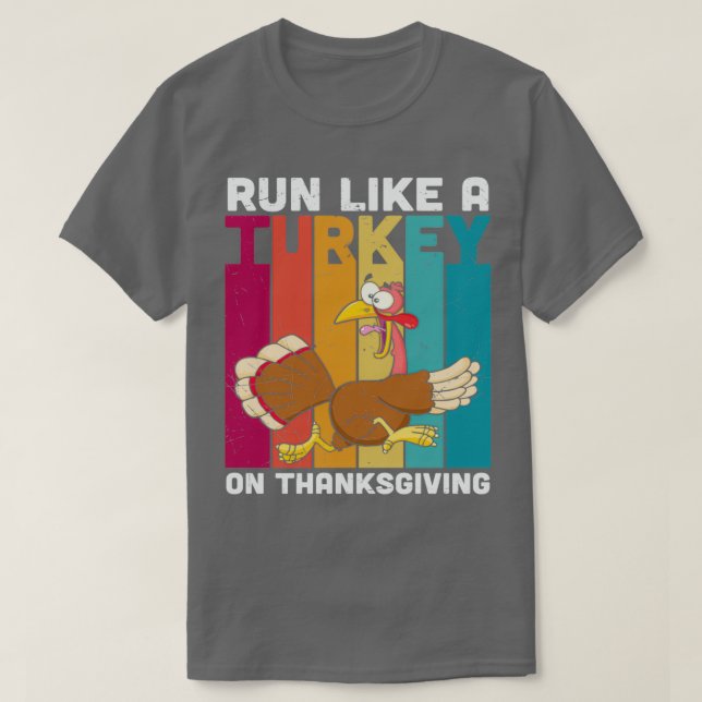 Pizza i stället Thanksgiving Springa Som en kalkon T Shirt (Design framsida)
