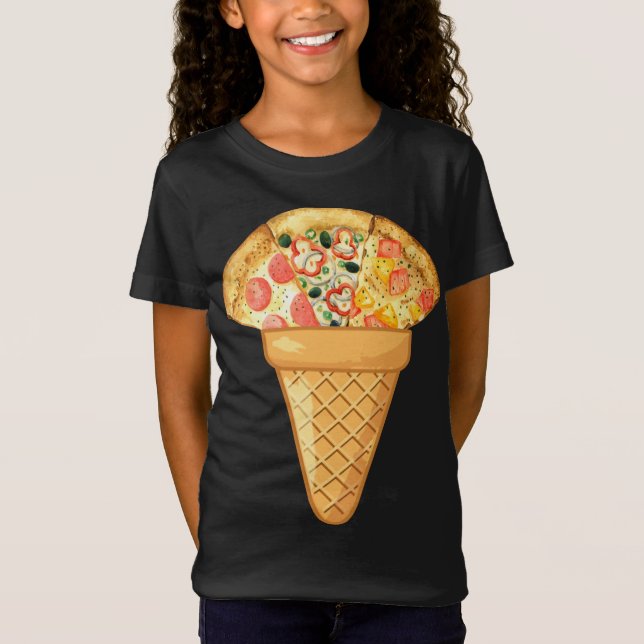 PIZZA ICE CREAM - FUNNY FAST MAT OCH ICE CREAM CO T SHIRT (Framsida)