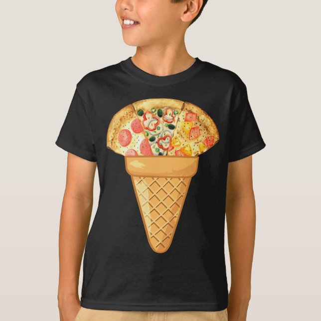 PIZZA ICE CREAM - FUNNY FAST MAT OCH ICE CREAM CO T SHIRT (Framsida)