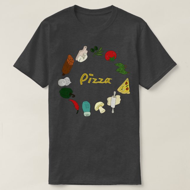 Pizza Ingredienser 2 T Shirt (Design framsida)