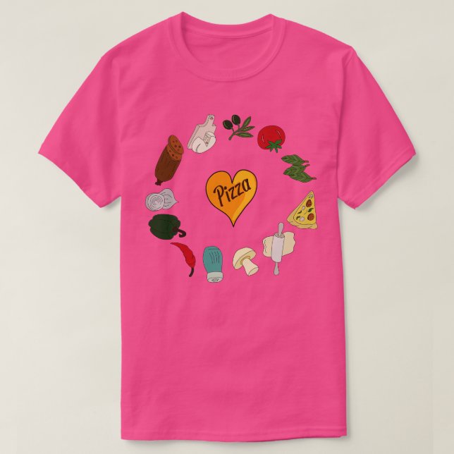 Pizza Ingredienser 4 T Shirt (Design framsida)