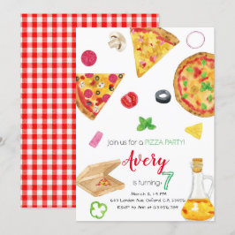 Pizza Invitation, Pizza Invite, Pizza Birthday Inbjudningar