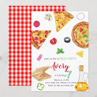 Pizza Invitation, Pizza Invite, Pizza Birthday Inbjudningar