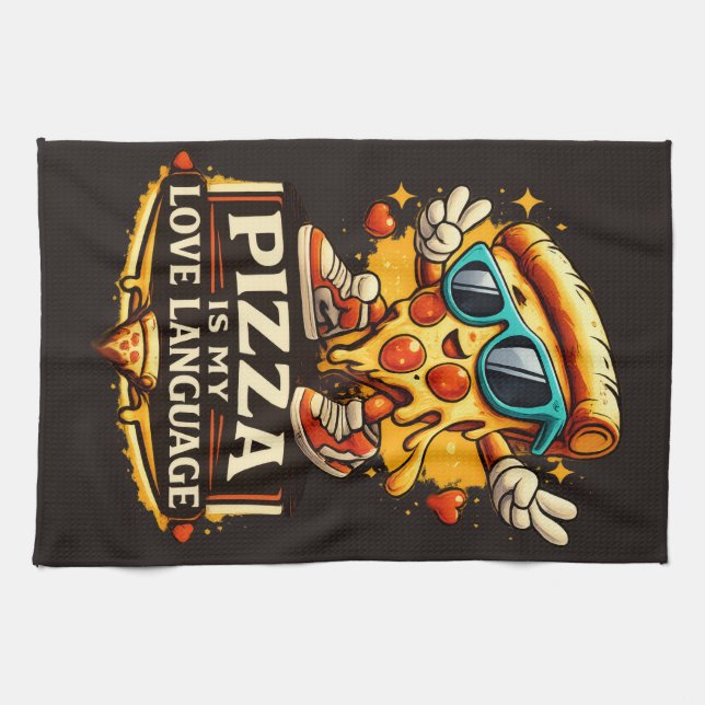 Pizza Is My Love Funny Pizza Lover Gift  Kökshandduk (Horisontell)
