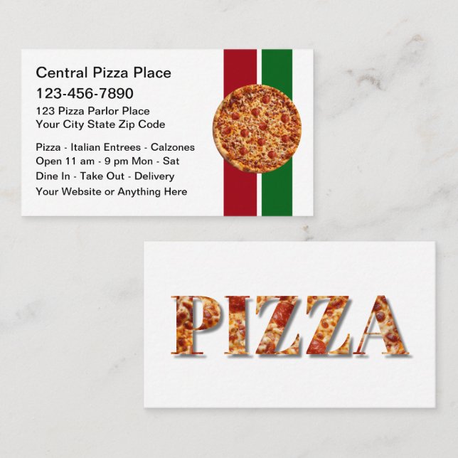 Pizza Italian Restaurant Theme Business Cards Visitkort (Fram/baksida)