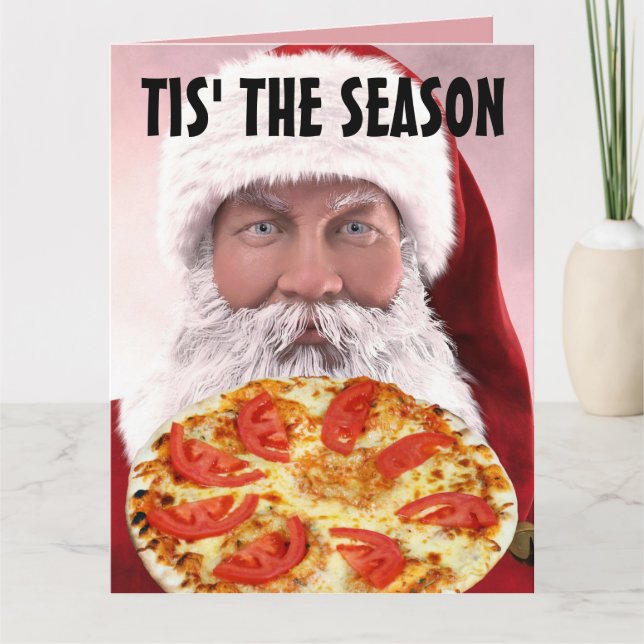 PIZZA JUL TOMTE STOR HJÄRTEGAVO KORT (Framsida)