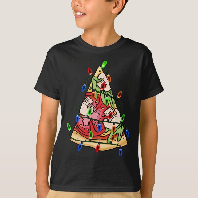 Pizza Julgran Ljus Julafton för Pizza Älskare T Shirt (Framsida)