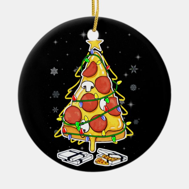 Pizza Julgran Ljus Julafton Manar Boys Crustmas Julgransprydnad Keramik (Framsidan)