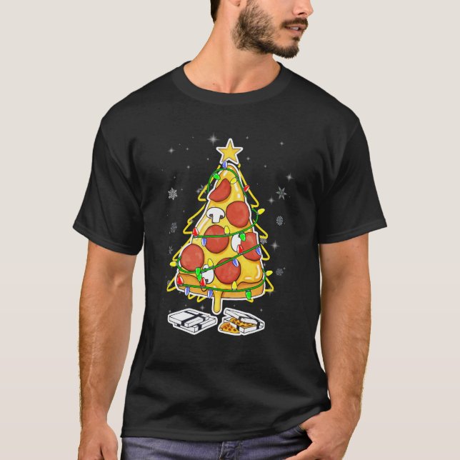 Pizza Julgran Ljus Julafton Manar Boys Crustmas T Shirt (Framsida)