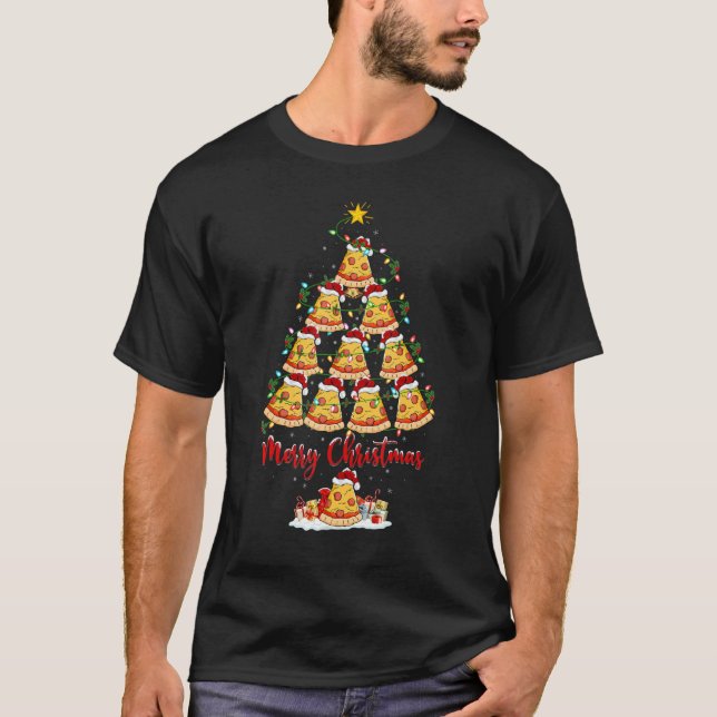 Pizza Julgran Ljus Pizza Julafton T Shirt (Framsida)